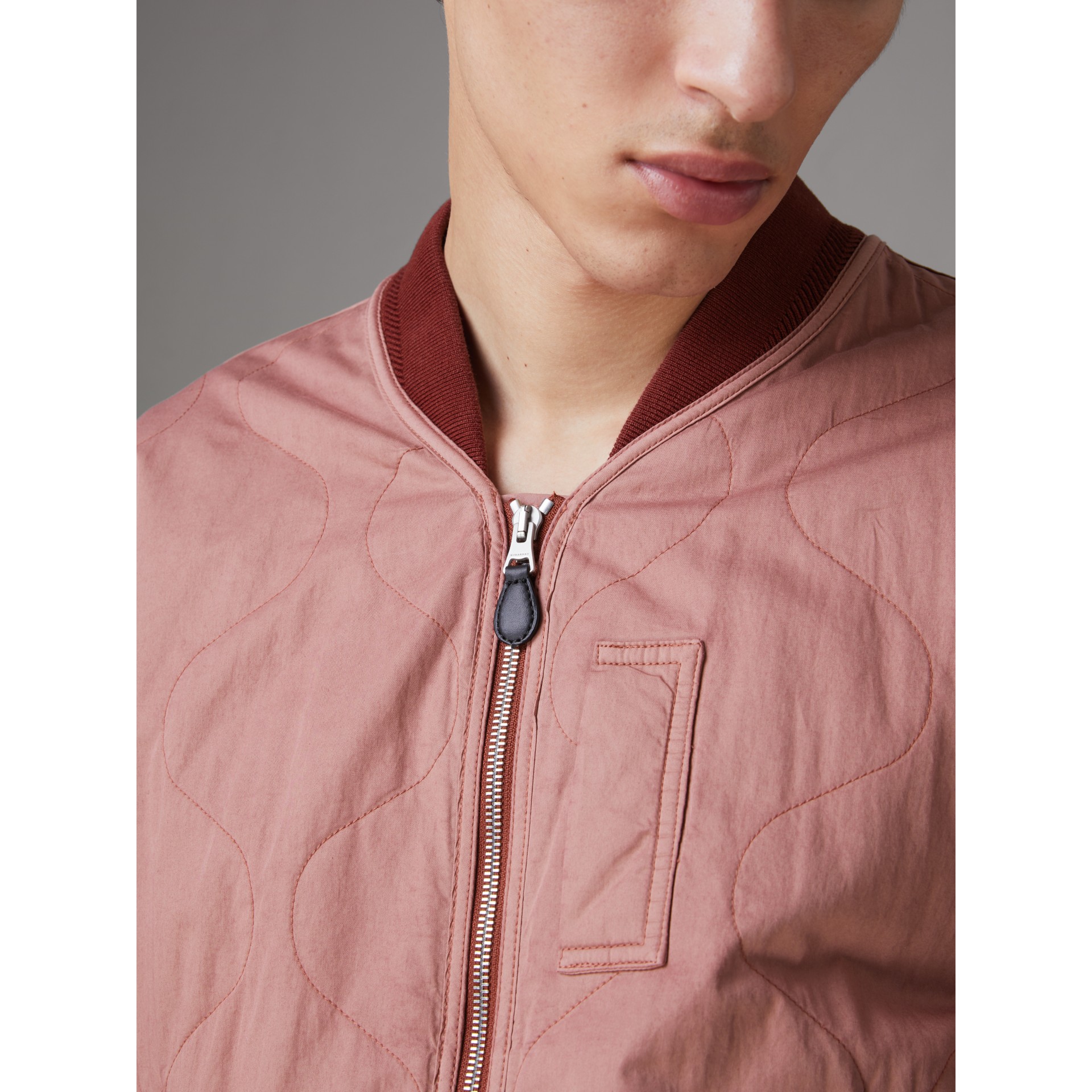 Lightweight Quilted Cotton Bomber Jacket in Rosewood Men Burberry