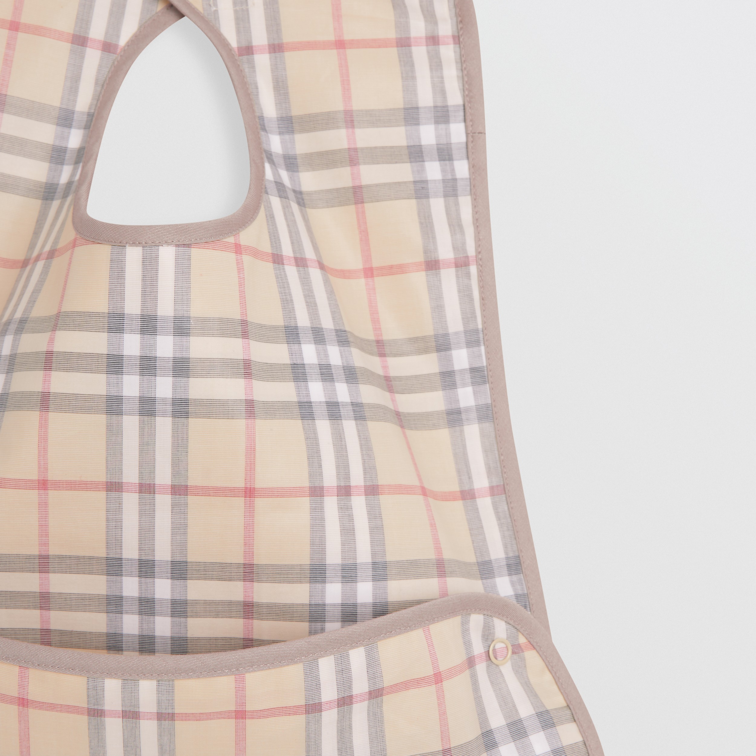 Coated Check Cotton Baby Bib in Pale Stone - Children | Burberry United ...