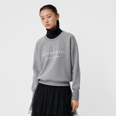 burberry embroidered cotton blend jersey sweatshirt