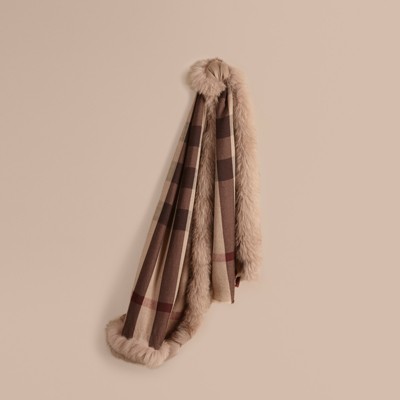 burberry fur trim scarf