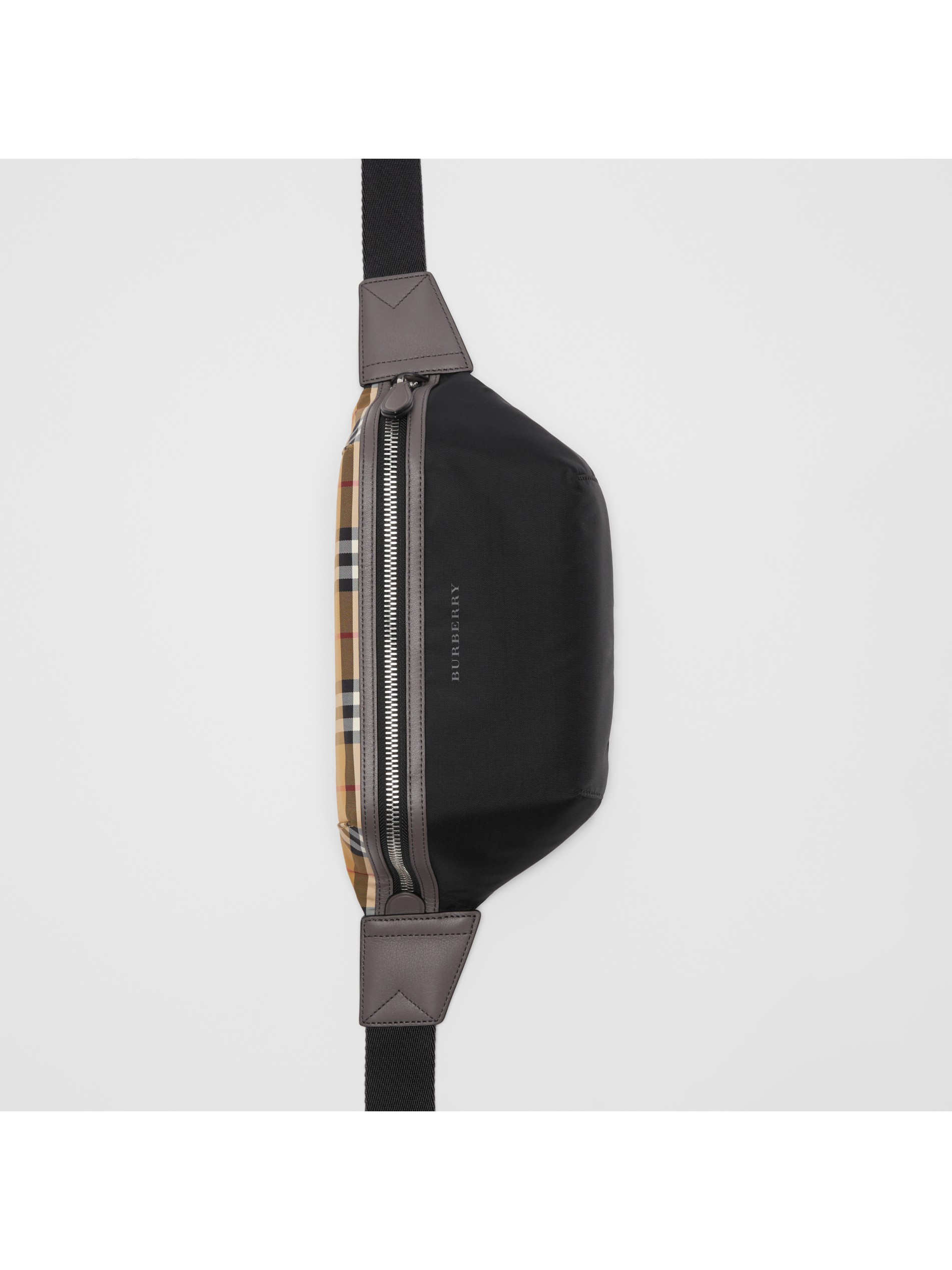 中号vintage 格纹拼尼龙腰包 (黑色) | burberry 博柏利