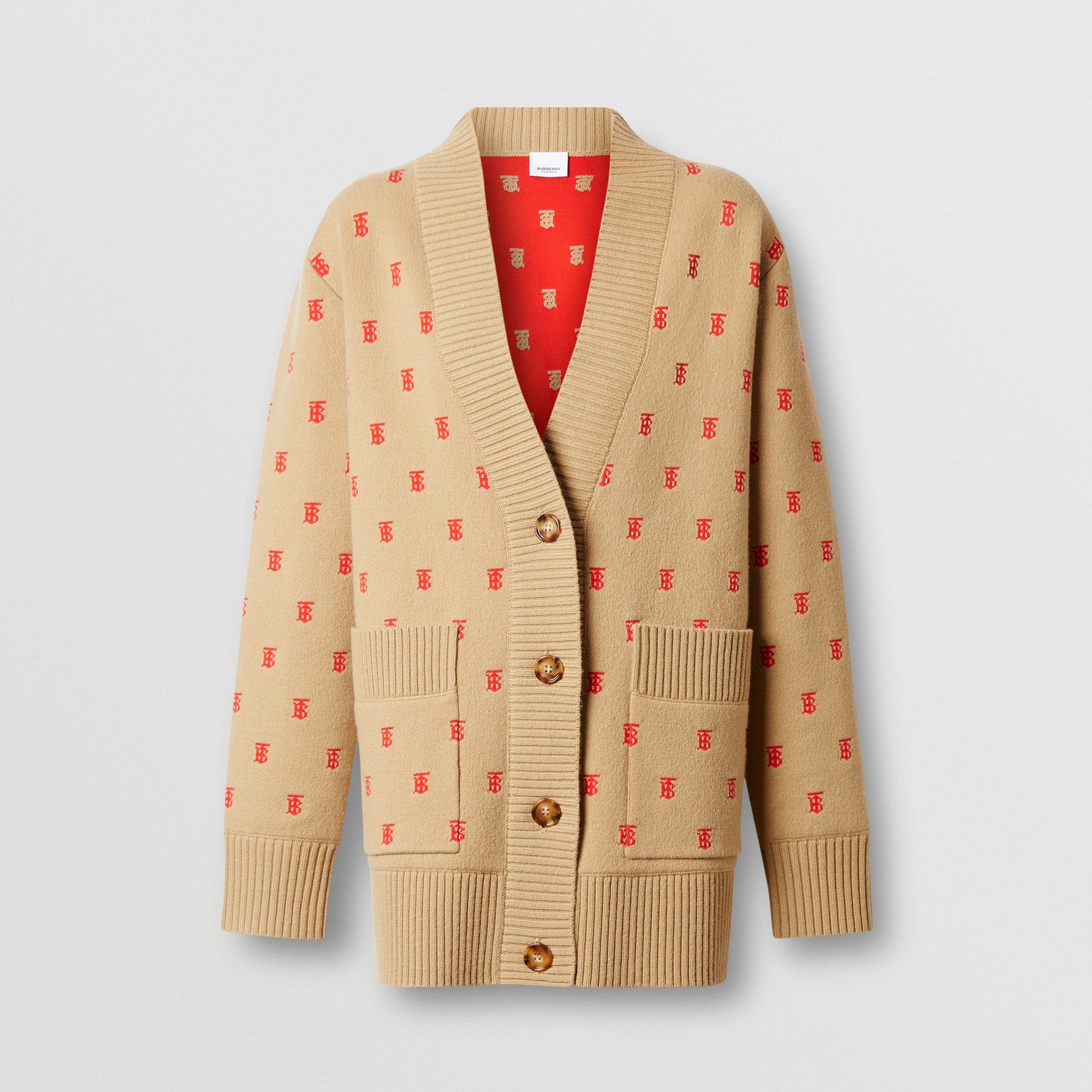 モノグラム ウールカシミアブレンド オーバーサイズ カーディガン (アーカイブベージュ) - ウィメンズ | Burberry®公式サイト モノグラム ウールカシミアブレンド オーバーサイズ カーディガン (アーカイブベージュ) - ウィメンズ | Burberry®公式サイト