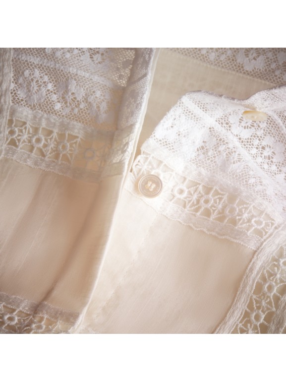 Lace Detail Cotton Voile Dress in Natural White Women Burberry