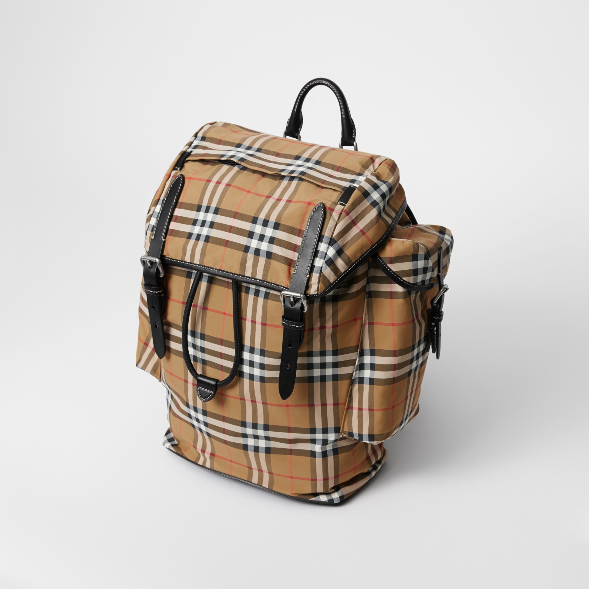 Vintage Check and Leather Backpack in Antique Yellow Burberry United