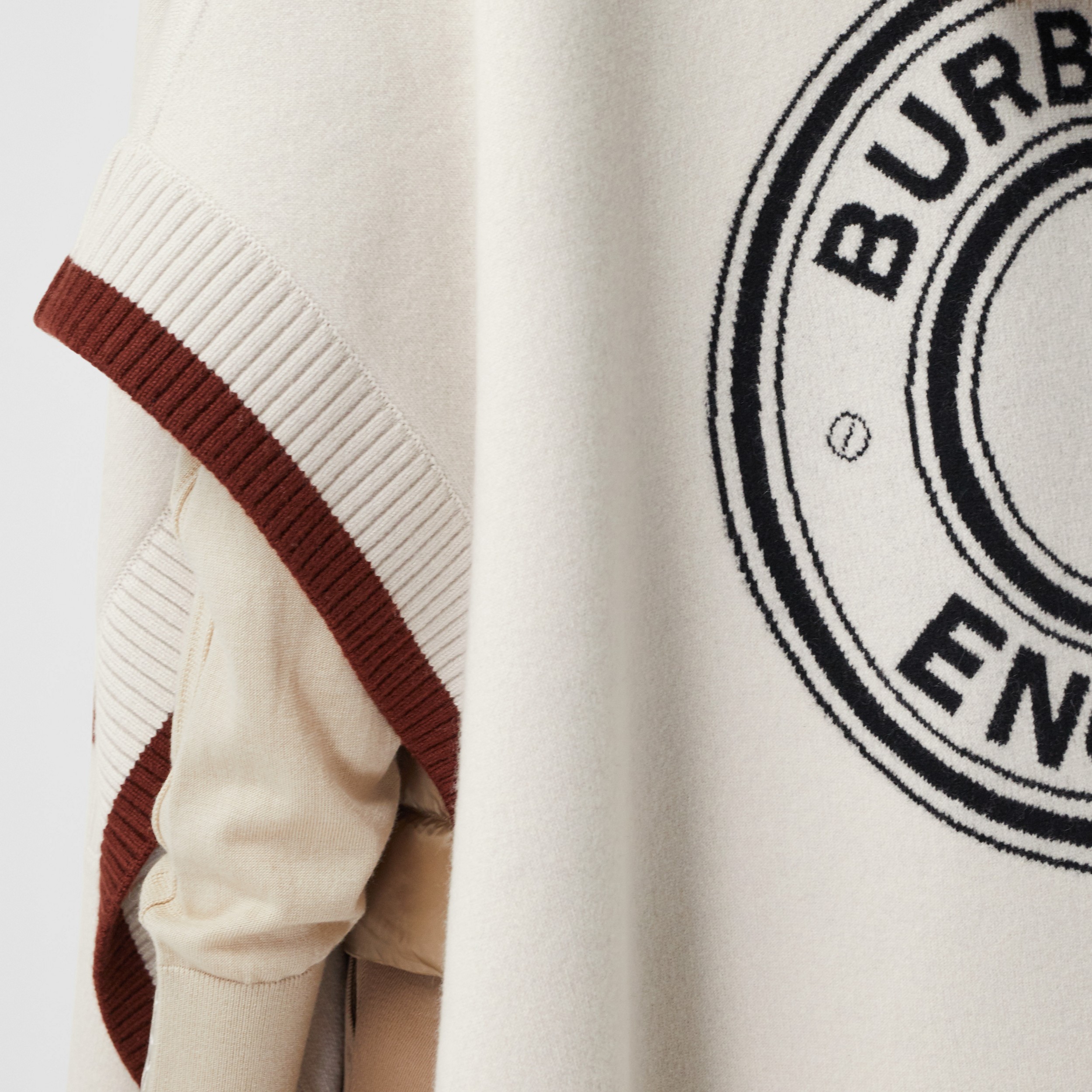 Logo Graphic Wool Cashmere Jacquard Hooded Cape in Canvas | Burberry® Official - 4