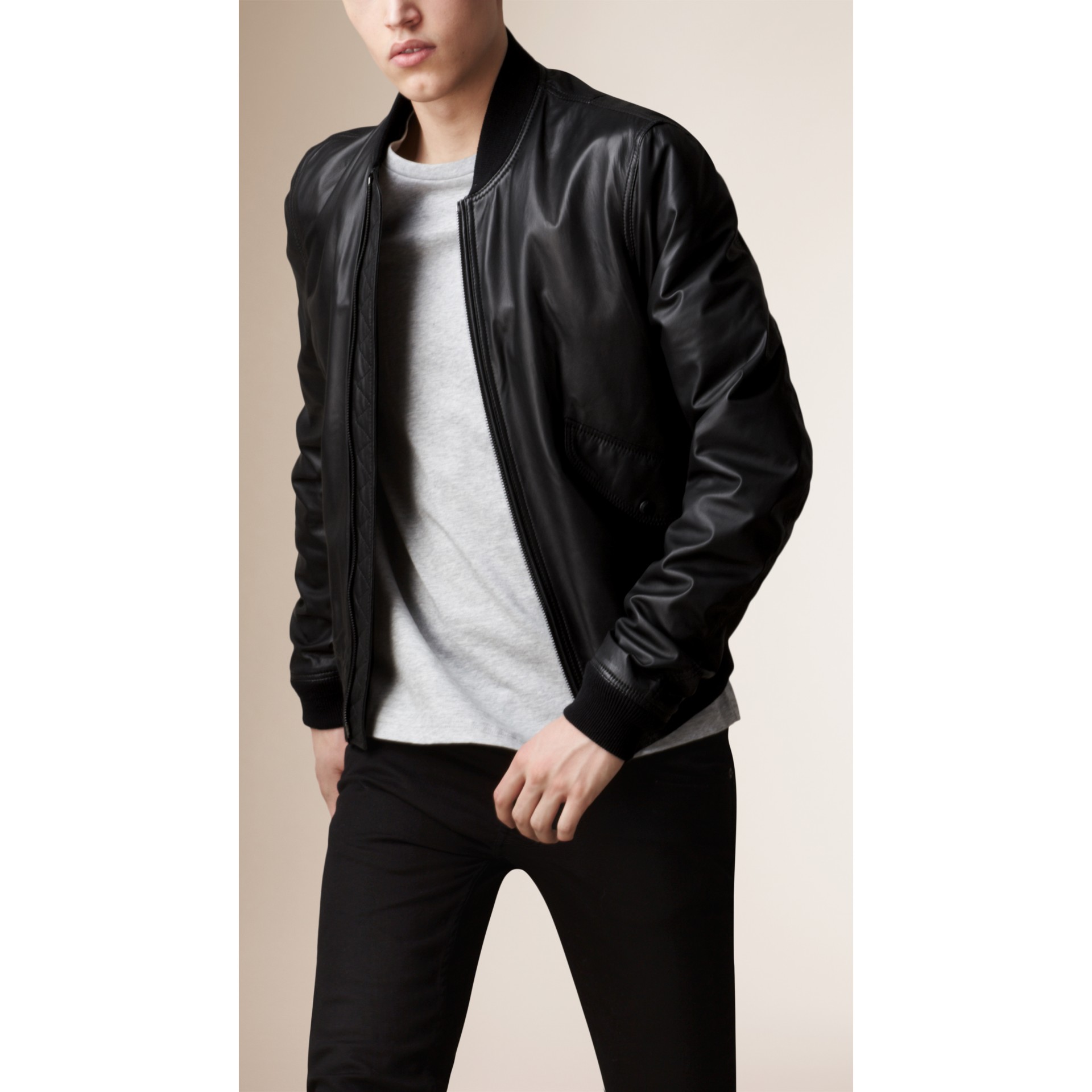 Nappa Leather Bomber Jacket in Black - Men | Burberry United States