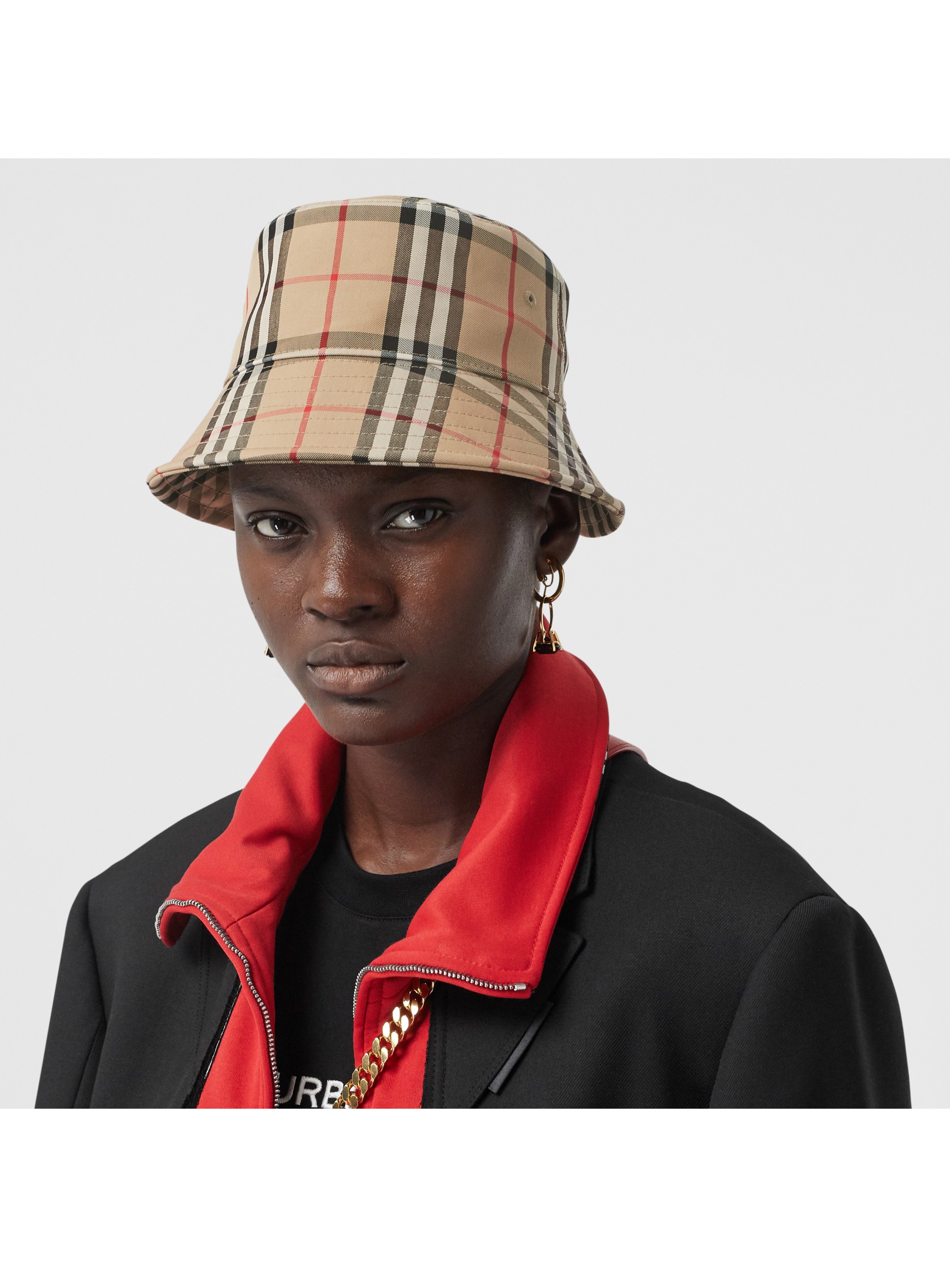 vintage 格纹棉质混纺渔夫帽 (典藏米色) | burberry 博柏利