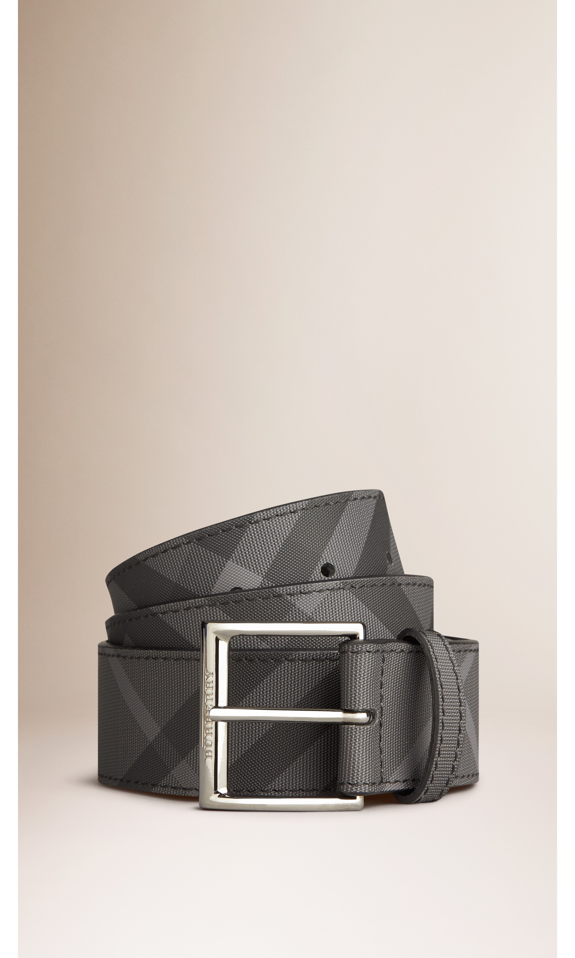 Charcoal Check Belt in Black - Men | Burberry United States
