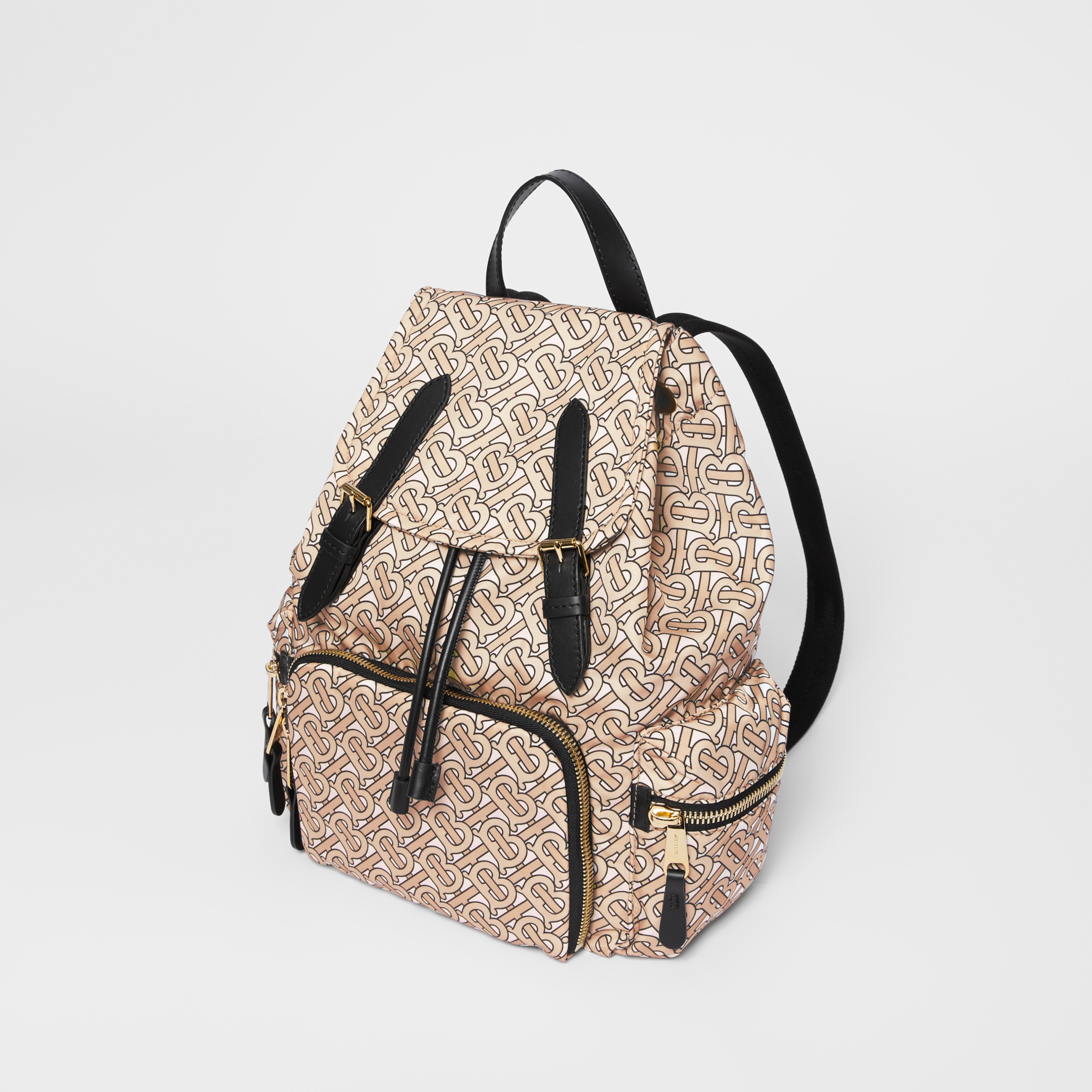 The Medium Rucksack in Monogram Print Nylon in Beige Women Burberry