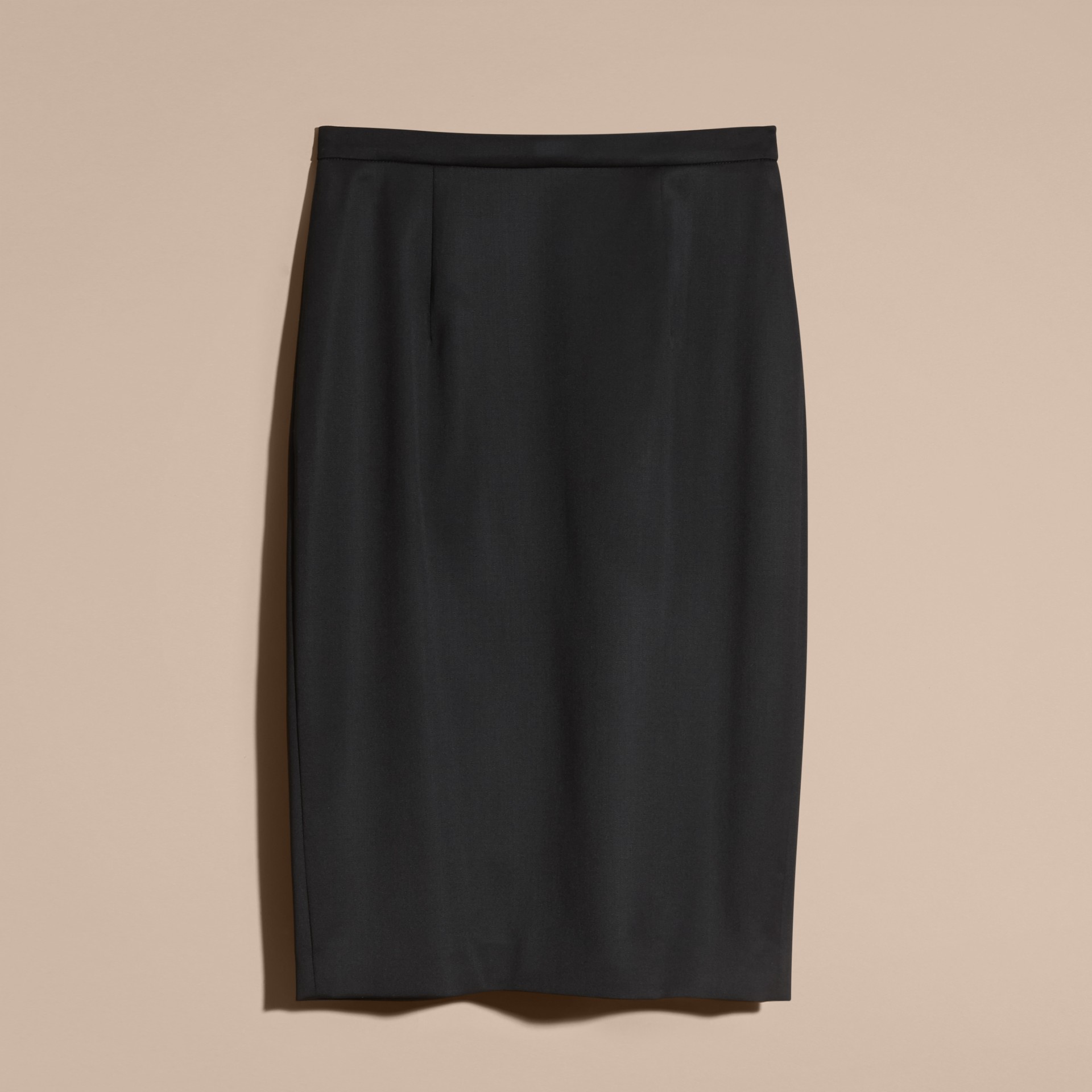 Stretch Virgin Wool Tailored Pencil Skirt Black | Burberry