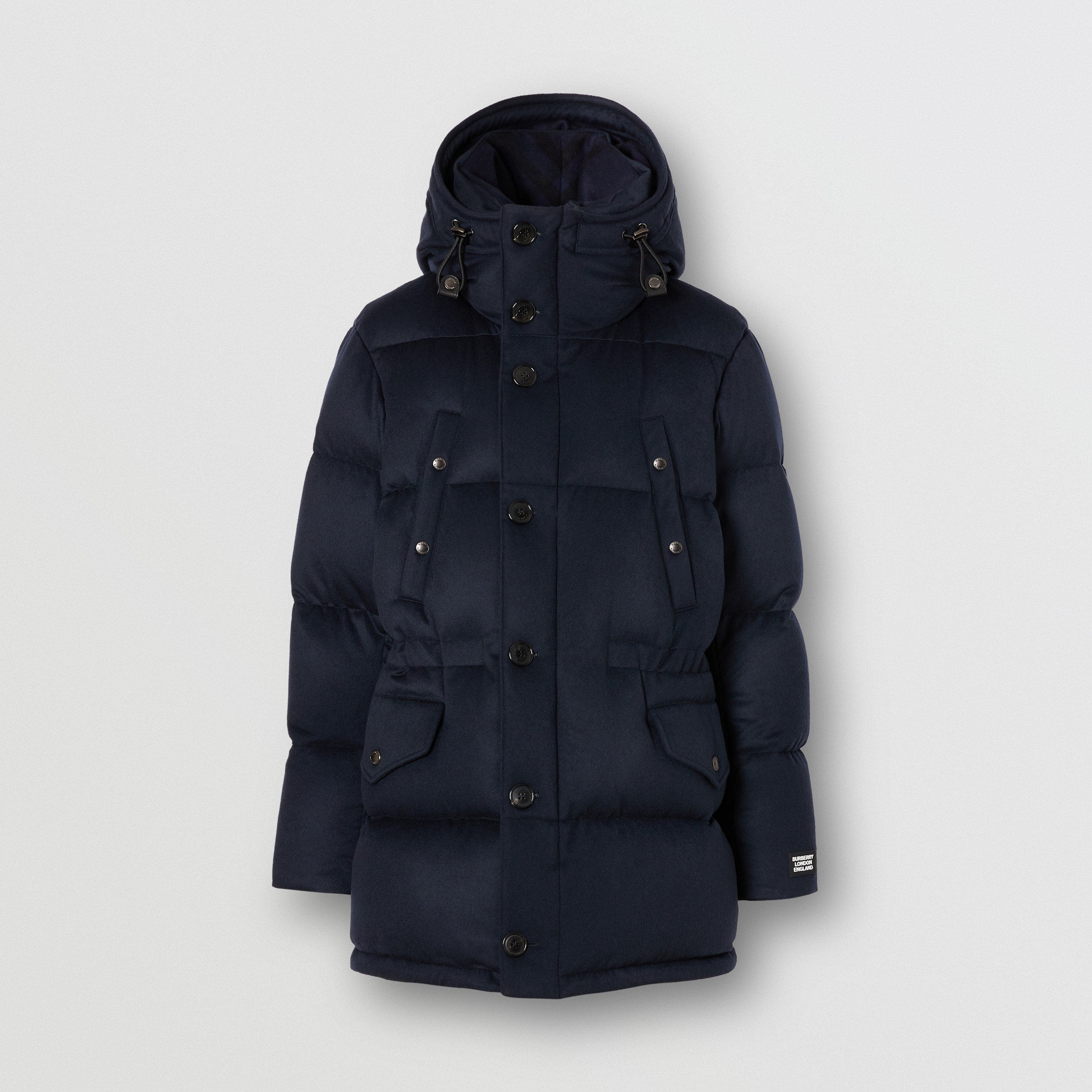 Cashmere Hooded Puffer Coat in Navy - Men | Burberry United States