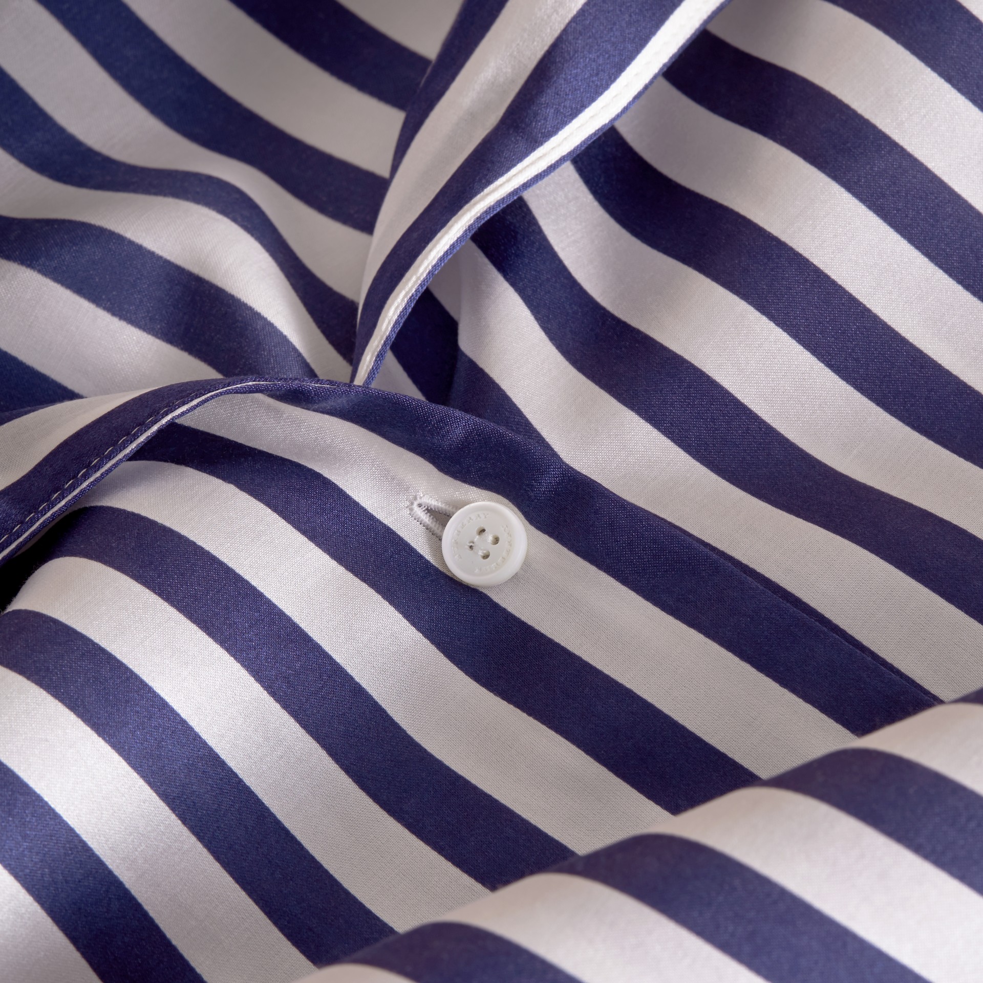 Striped Silk Cotton Shirt Dress in Indigo - Women | Burberry United States
