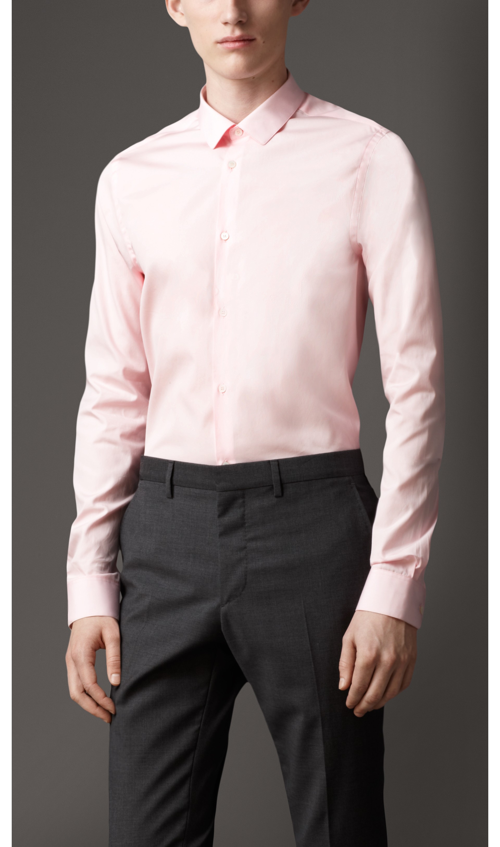 Slim Fit Cotton Shirt in City Pink - Men | Burberry United States