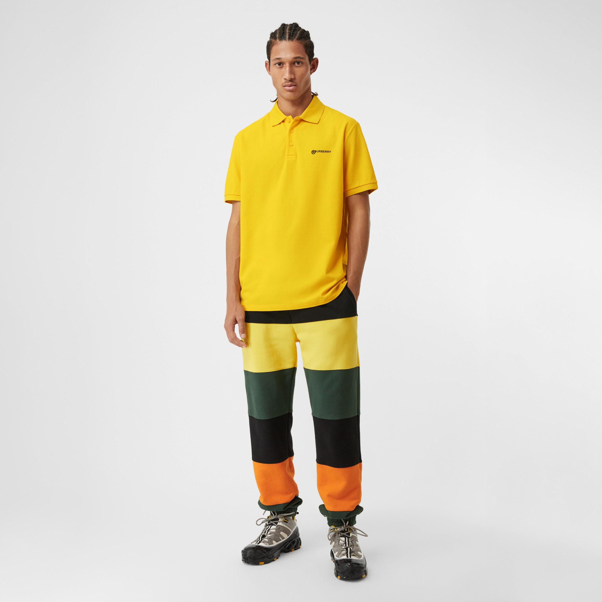 Location Print Cotton Piqué Oversized Polo Shirt in Canary Yellow Men