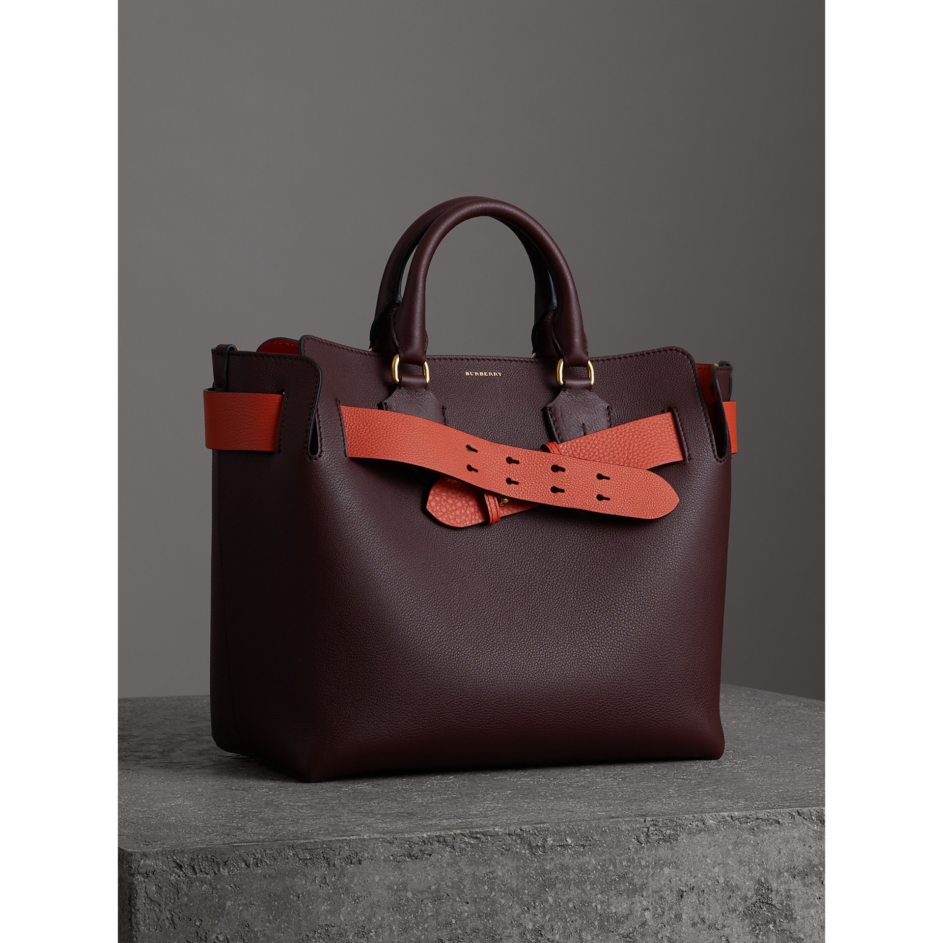 The Medium Leather Belt Bag in Deep Claret Women Burberry United States