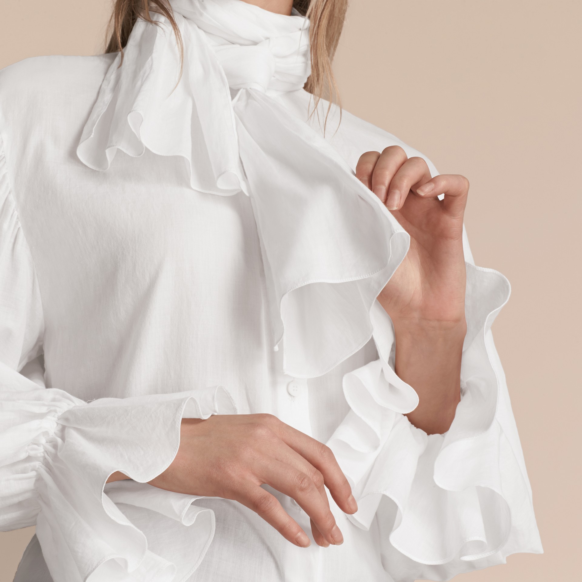 Tie shoulder cotton voile tiered dress Clearance