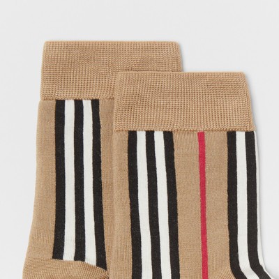 Icon Stripe Intarsia Ankle Socks in Archive Beige | Burberry® Official