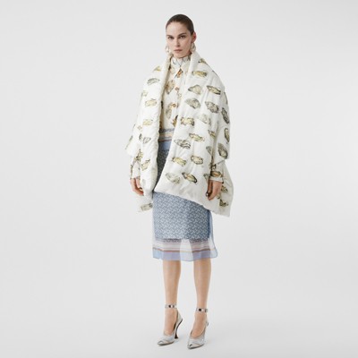 Oyster Print Puffer Scarf in Natural 