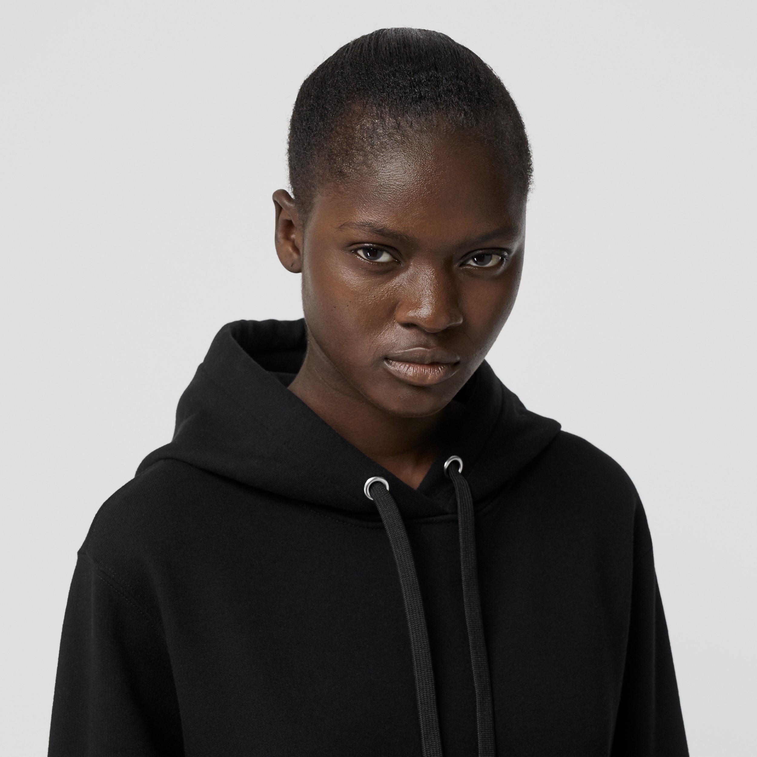 Ring-pierced Cotton Oversized Hoodie in Black - Women | Burberry United ...
