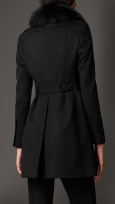 Virgin Wool Cashmere Coat with Fox Fur Collar | Burberry