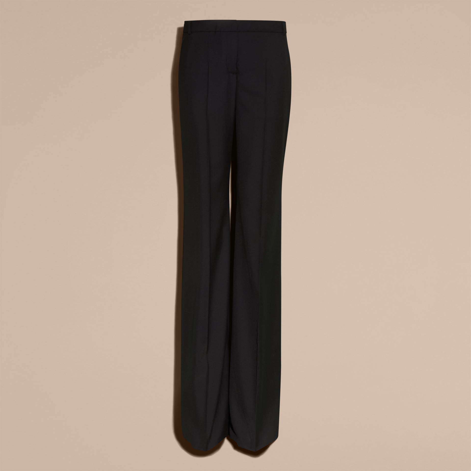 wide leg wool trousers