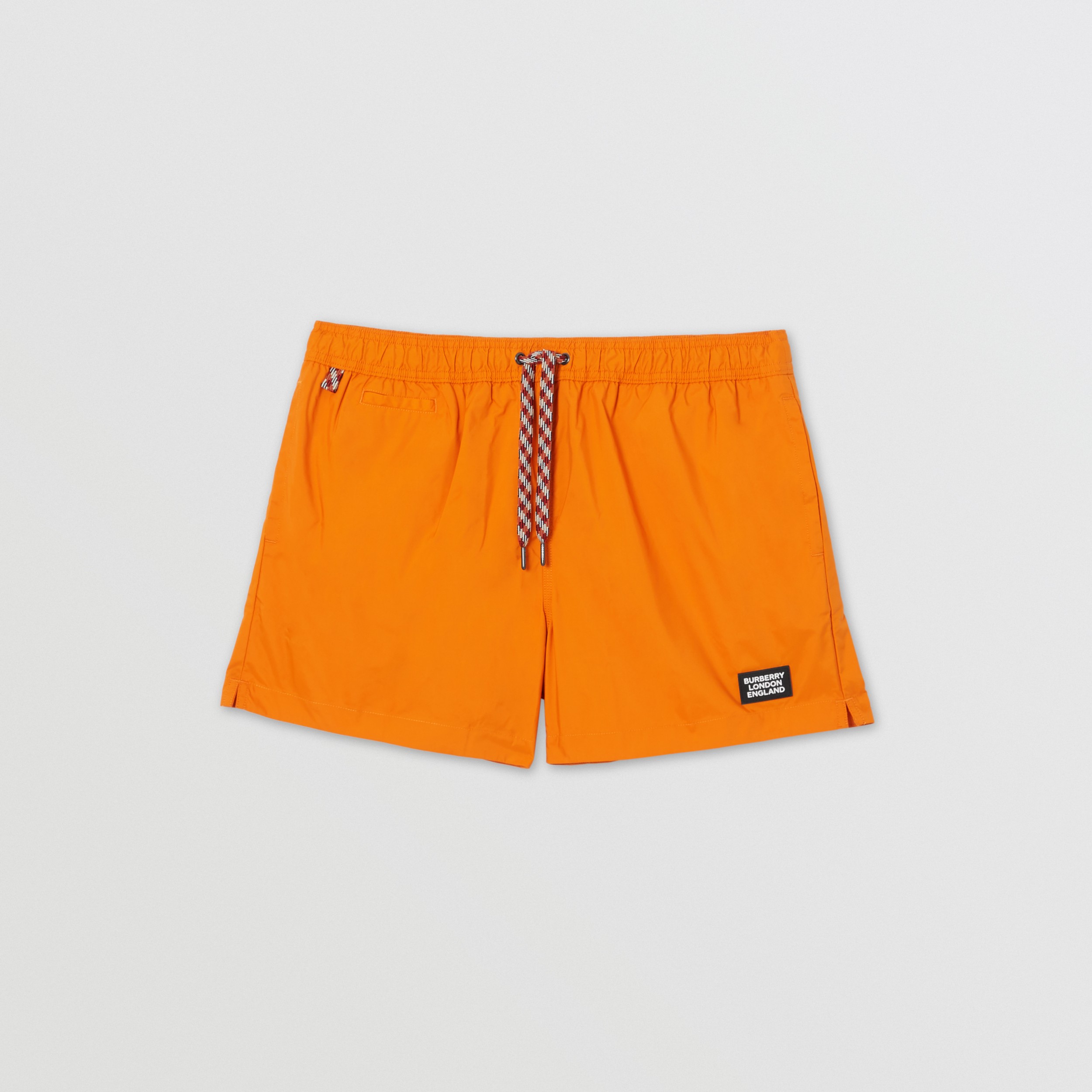 Logo Appliqué Drawcord Swim Shorts in Bright Orange - Men | Burberry ...