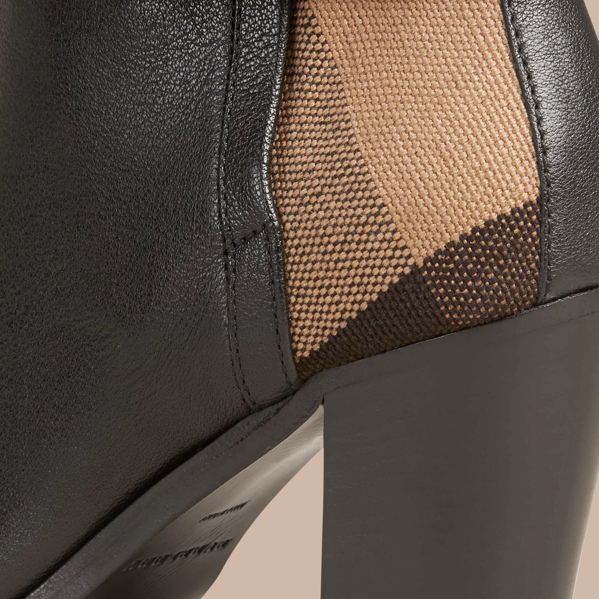 vintage check and leather ankle boots