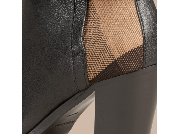 vintage check and leather ankle boots