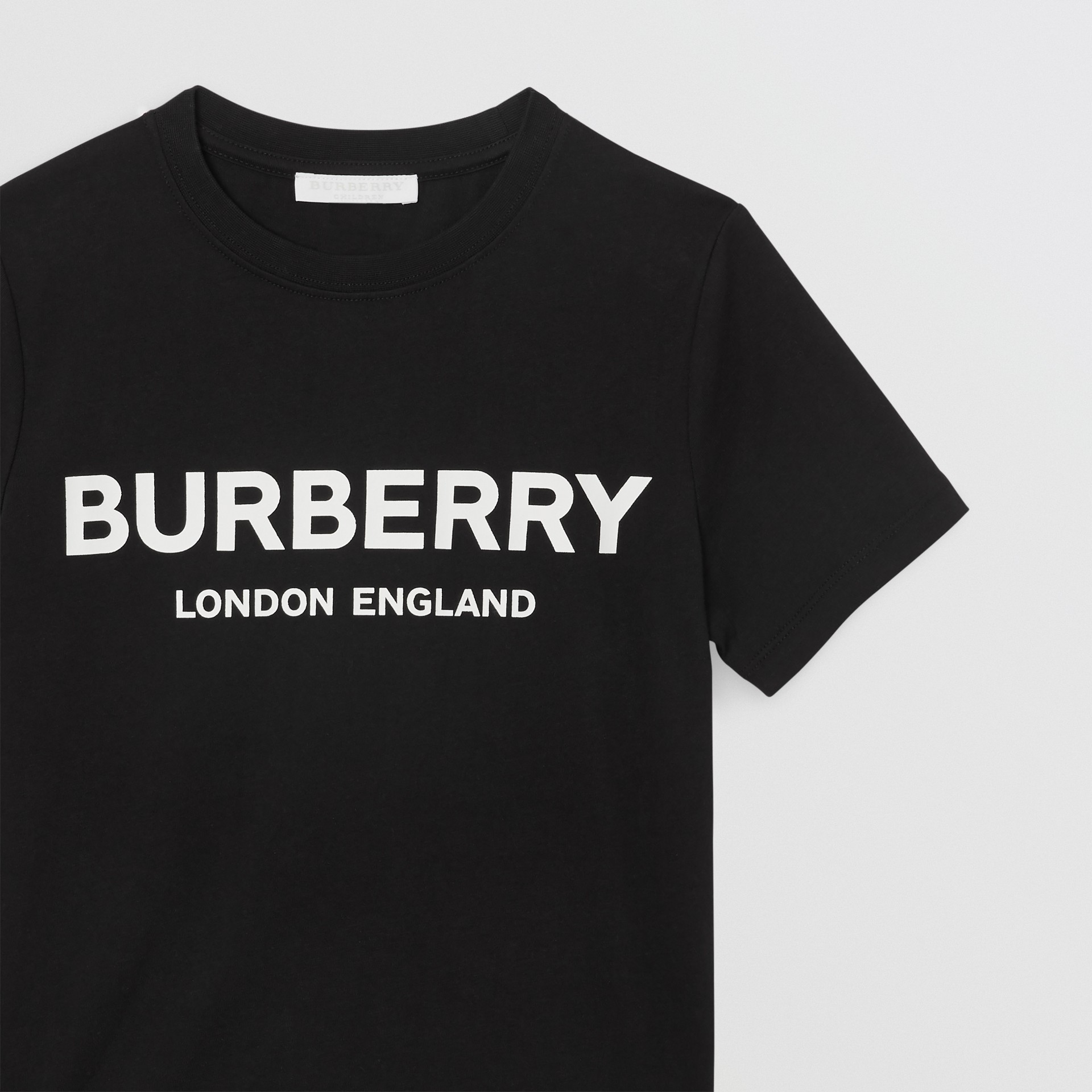 Logo Print Cotton T-shirt in Black | Burberry Canada
