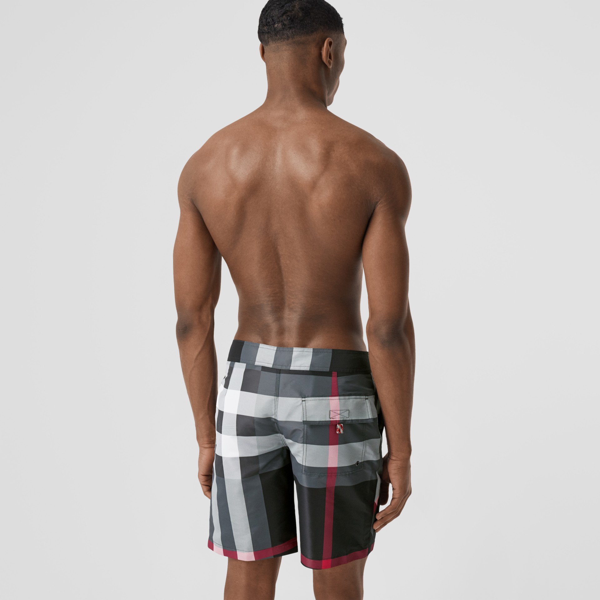 Check Swim Shorts in Charcoal Men Burberry United States