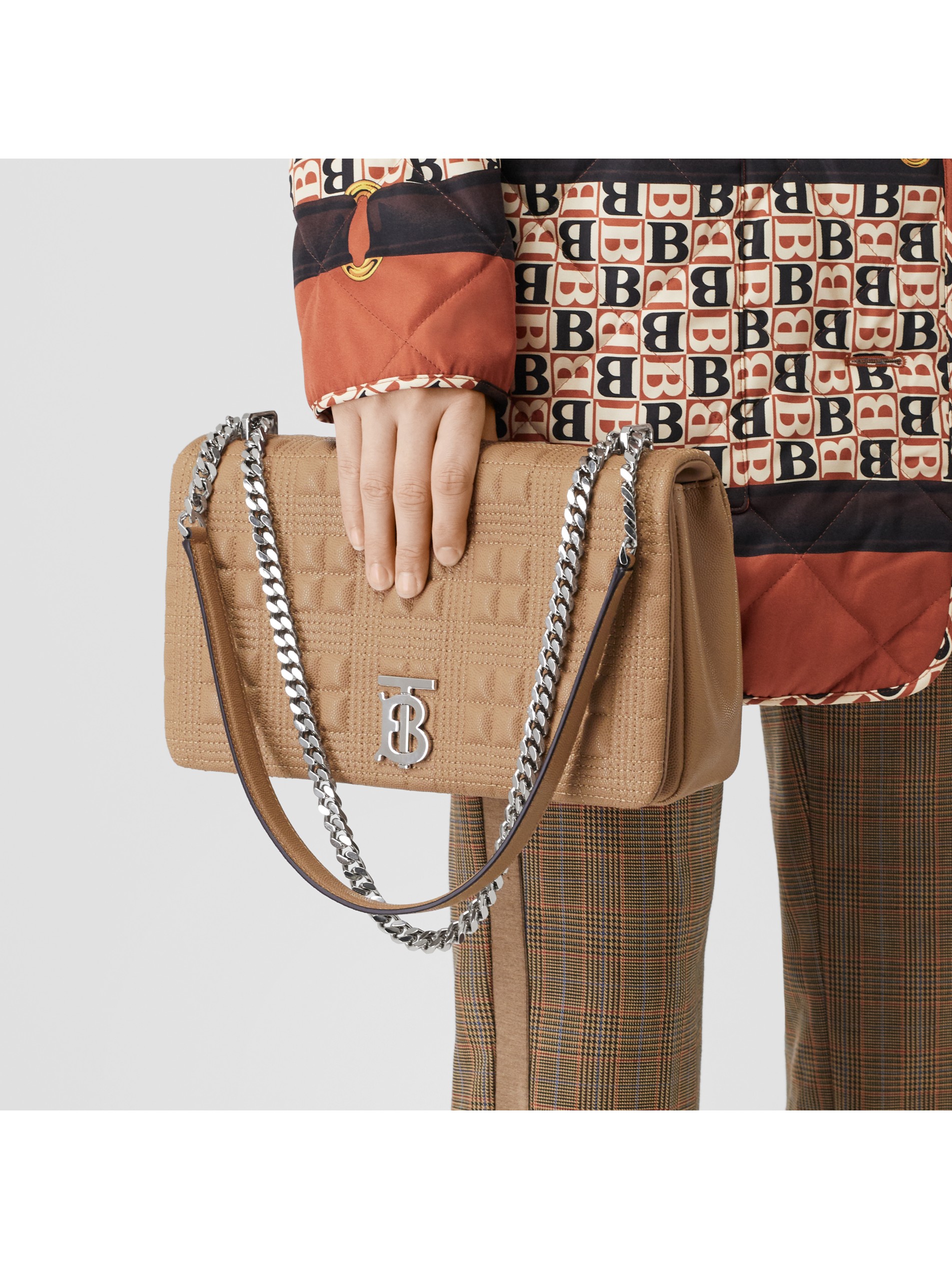 lola - 中号绗缝粒纹皮革萝纳包