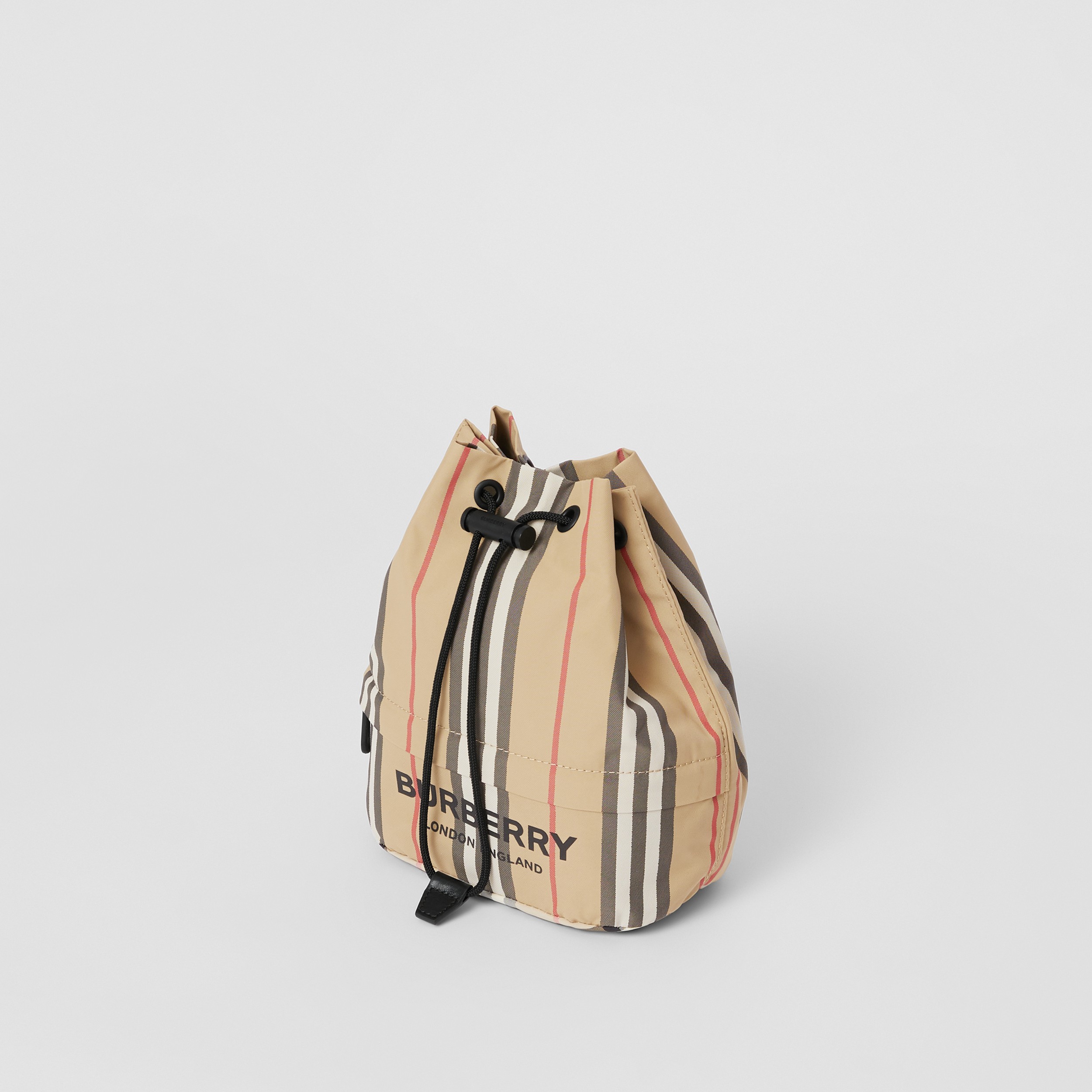 Icon Stripe Nylon Drawcord Pouch in Archive Beige - Women | Burberry® Official - 4