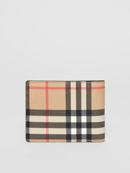 BURBERRY Vintage Check E-canvas and Leather Bifold Wallet