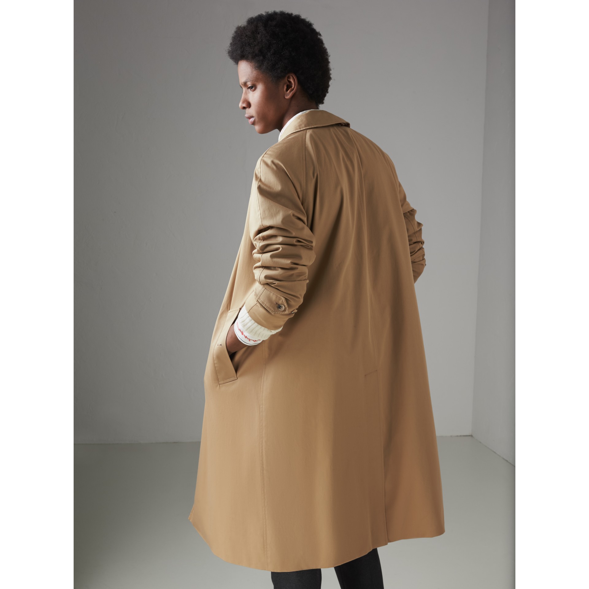 Cotton Gabardine Car Coat in Camel Men Burberry United States