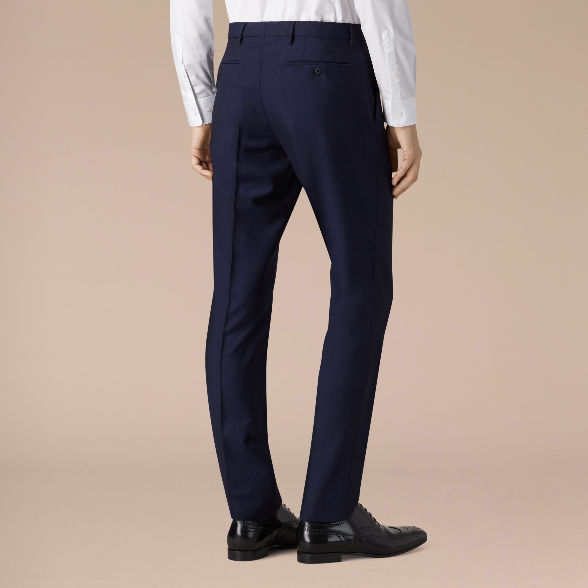 Slim Fit Wool Mohair Trousers in Royal Navy - Men | Burberry United States