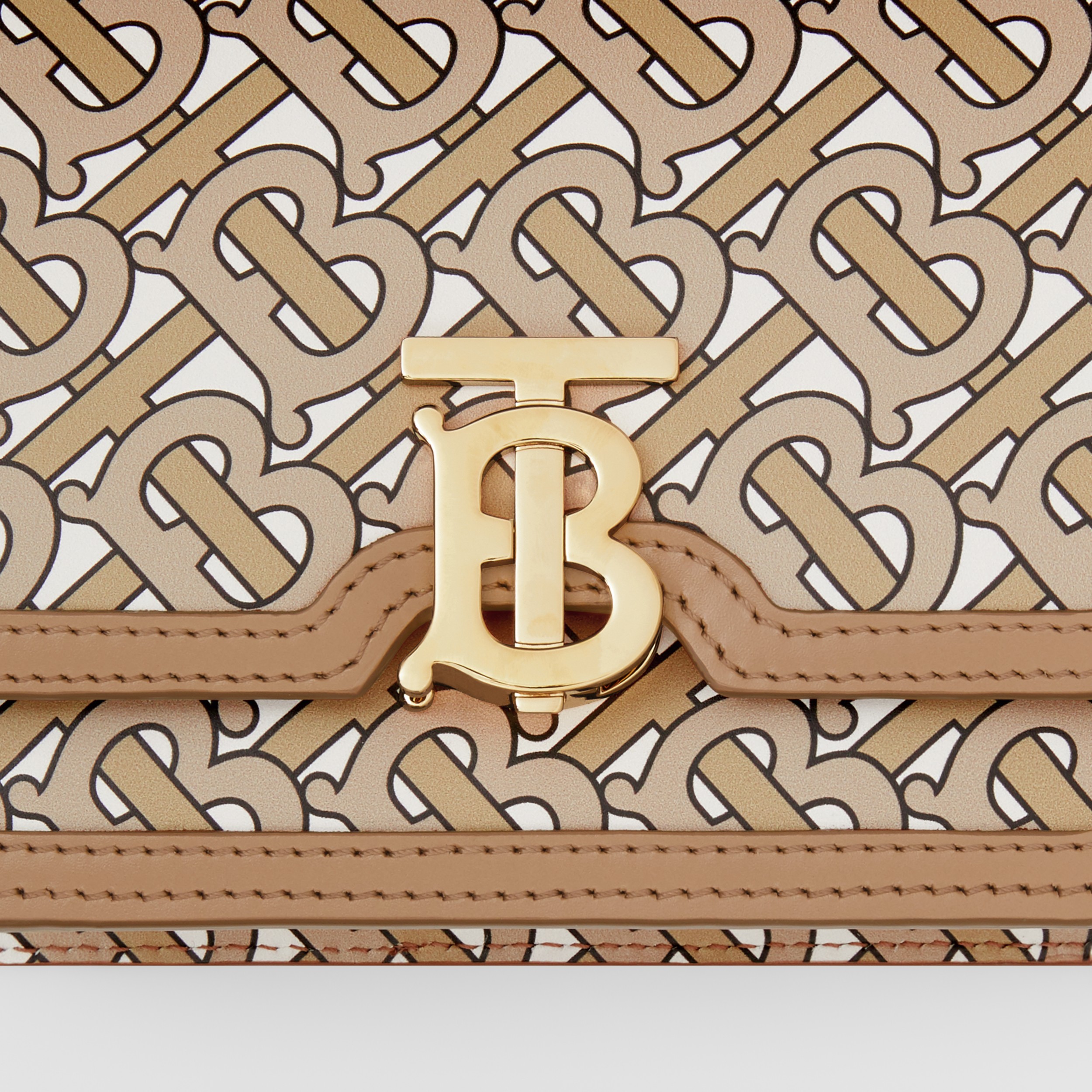 Mini Monogram Print Leather TB Bag in Beige Women Burberry United