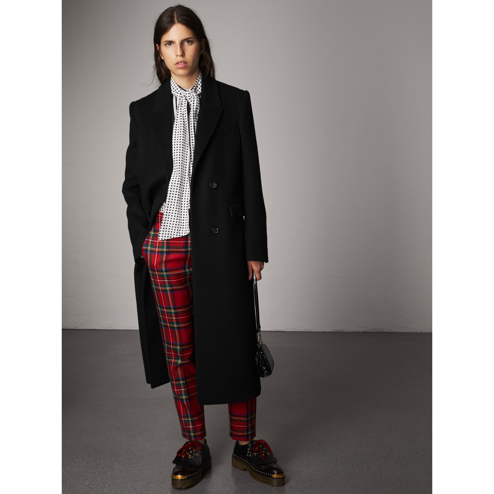 red tailored pants