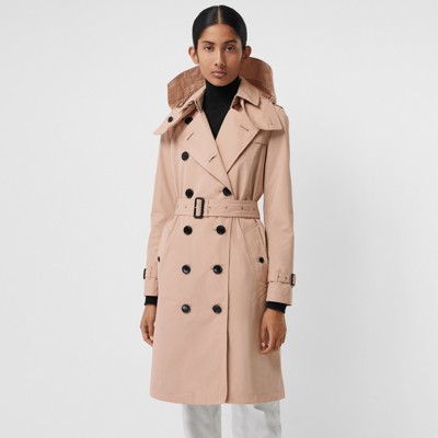 Detachable Hood Taffeta Trench Coat in Chalk Pink - Women | Burberry ...