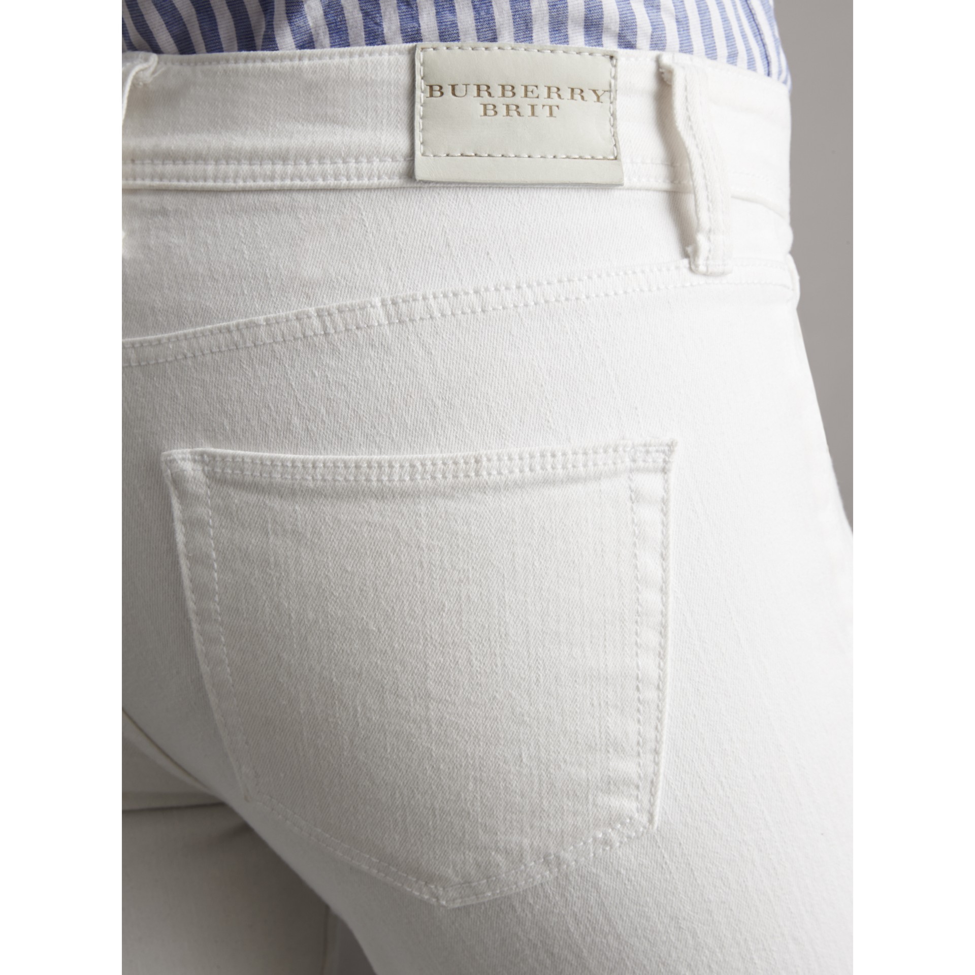 jean blanc femme taille basse