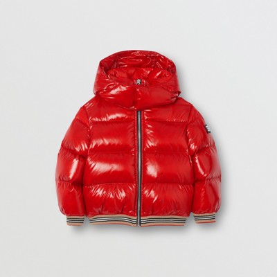 Hooded Puffer Jacket in Bright Red 