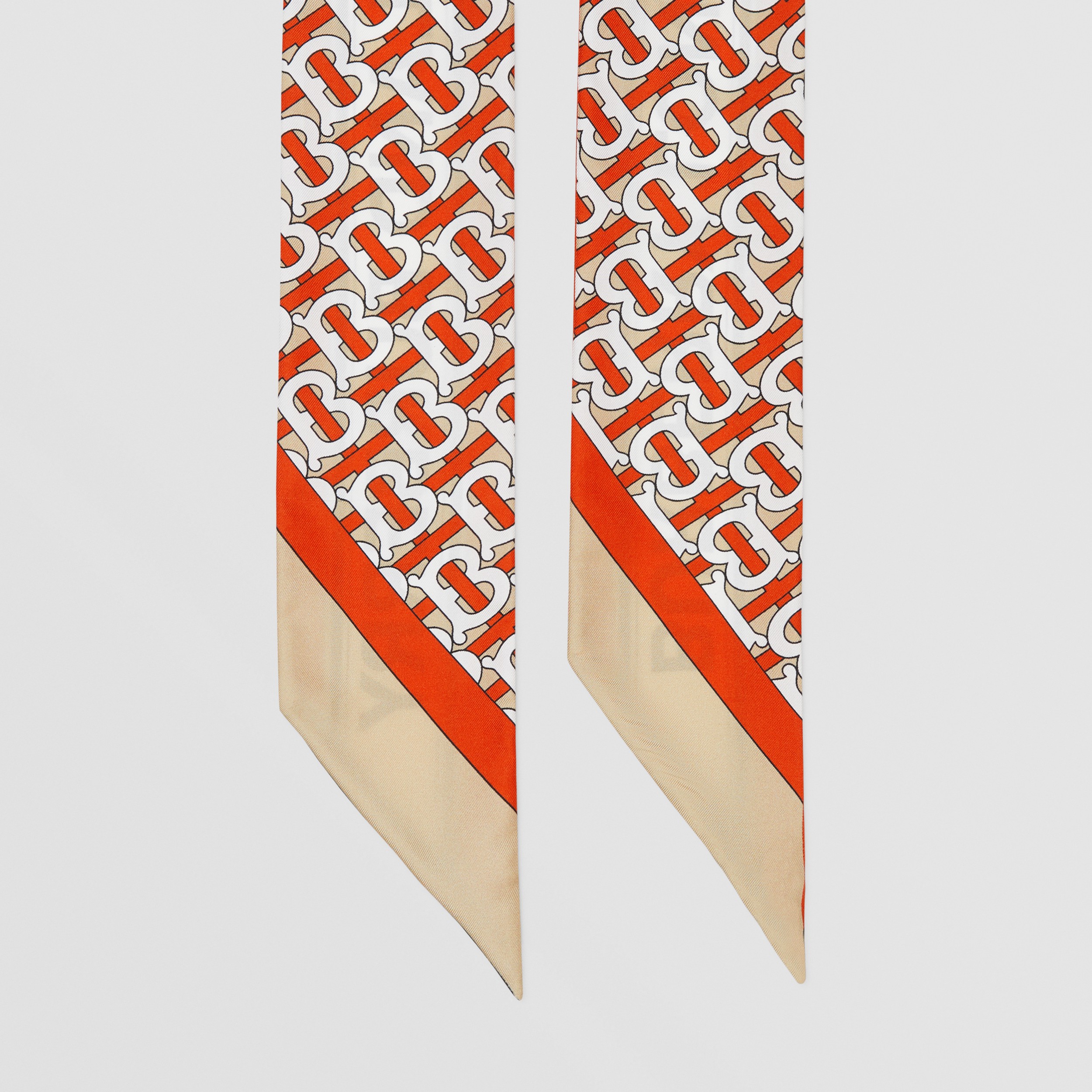 Sciarpa sottile in seta con monogramma e logo stampato (Vermiglio) | Sito ufficiale Burberry® - 4