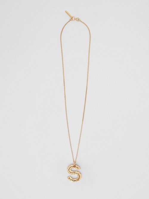 Burberry ‘s' Alphabet Charm Gold-plated Necklace In Light Gold