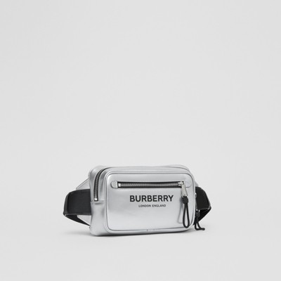 black and silver bum bag