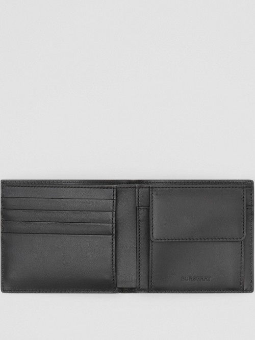 BURBERRY Logo Print Leather International Bifold Coin Wallet