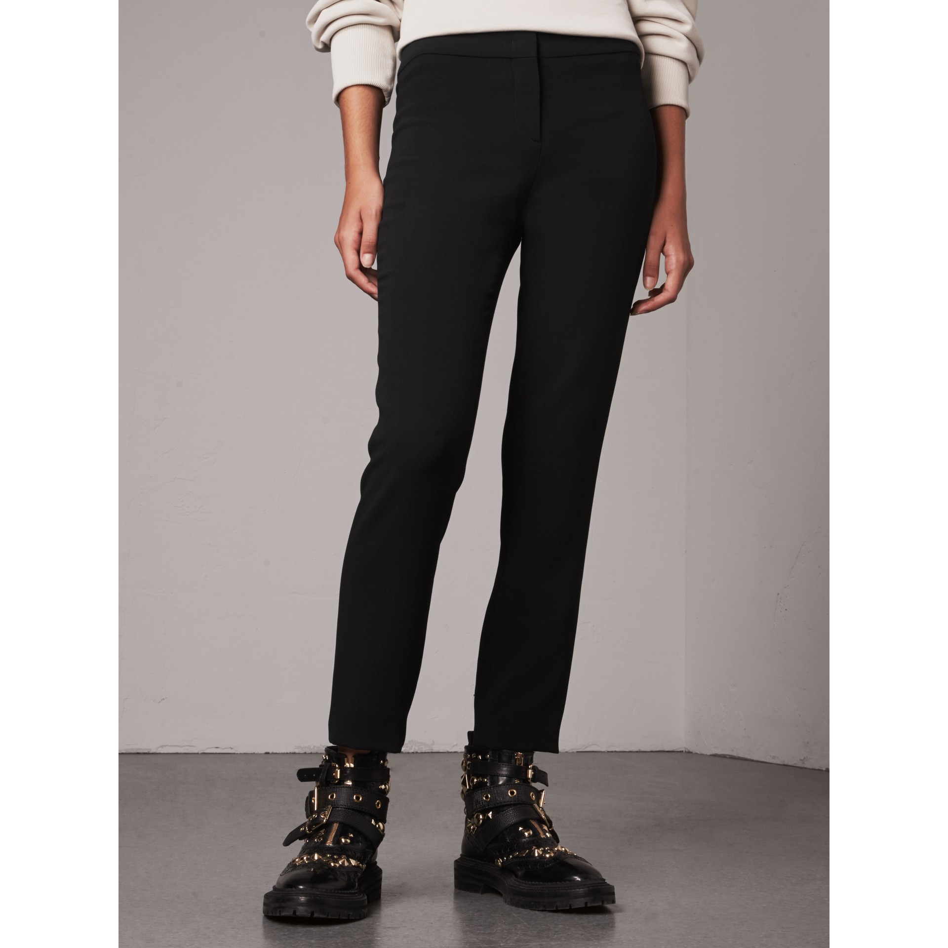 Slim Fit Faille Trousers in Black - Women | Burberry United States