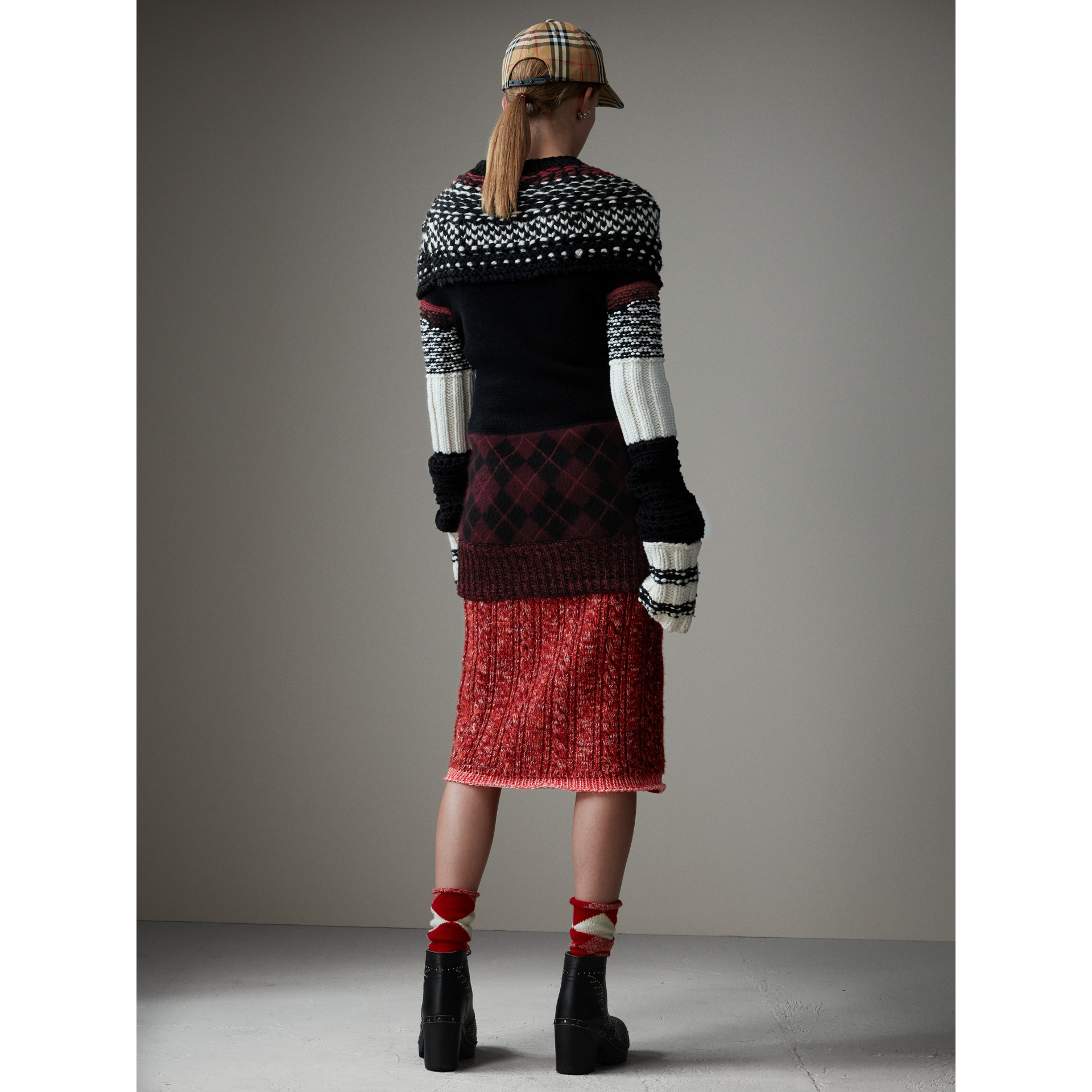 Hand-knitted Yoke Cashmere Wool Sweater in Black - Women | Burberry ...