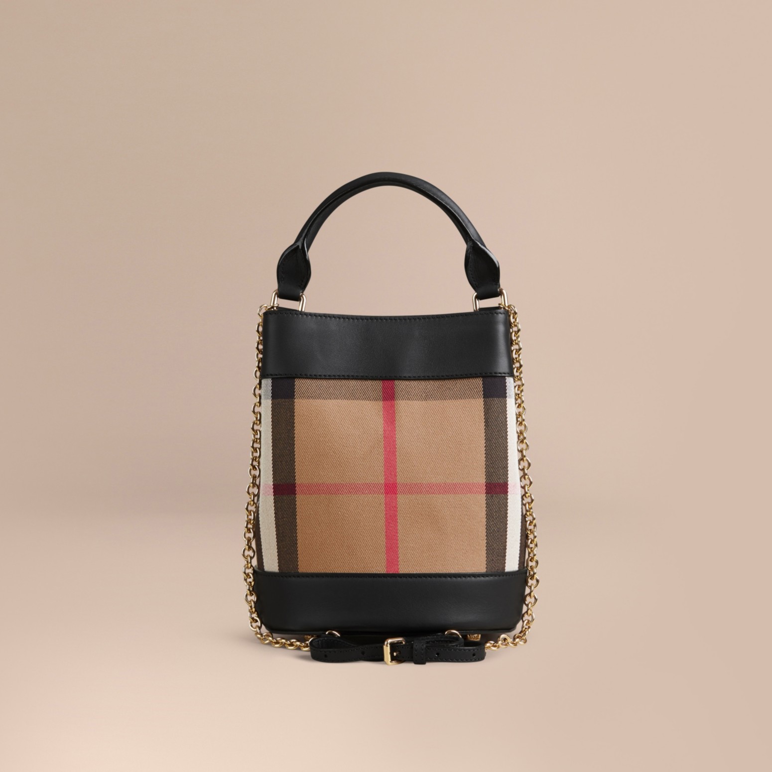 The Small Bucket Bag in House Check and Leather | Burberry