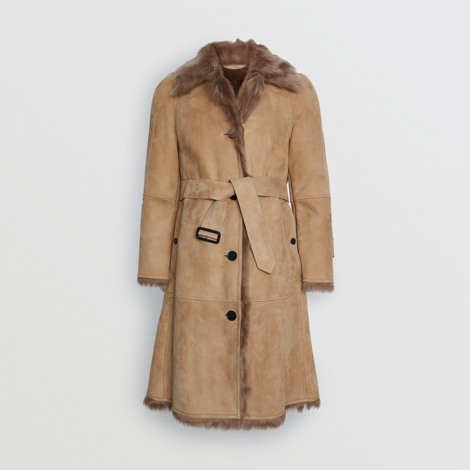 Abrigo tres cuartos en vellón (Cámel) - Mujer | Burberry Abrigo tres cuartos en vellón (Cámel) - Mujer | Burberry