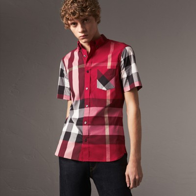 burberry red check shirt