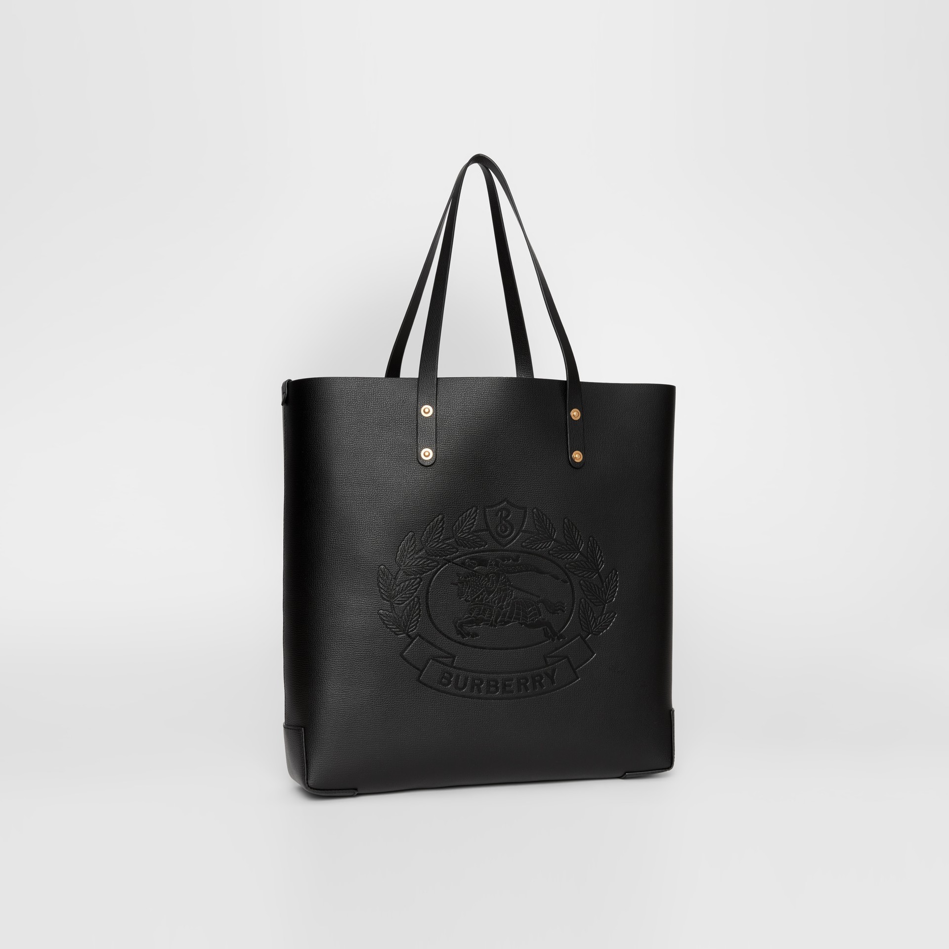 Large Embossed Crest Leather Tote in Black - Women | Burberry United States